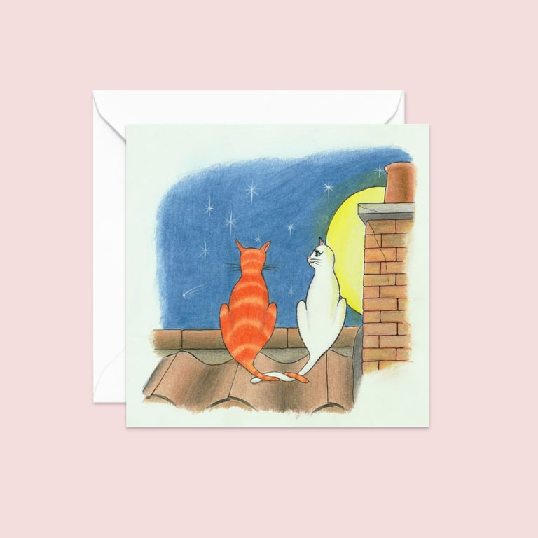 Cats Greeting Card: Hand Drawn Pencil Illustration (113)