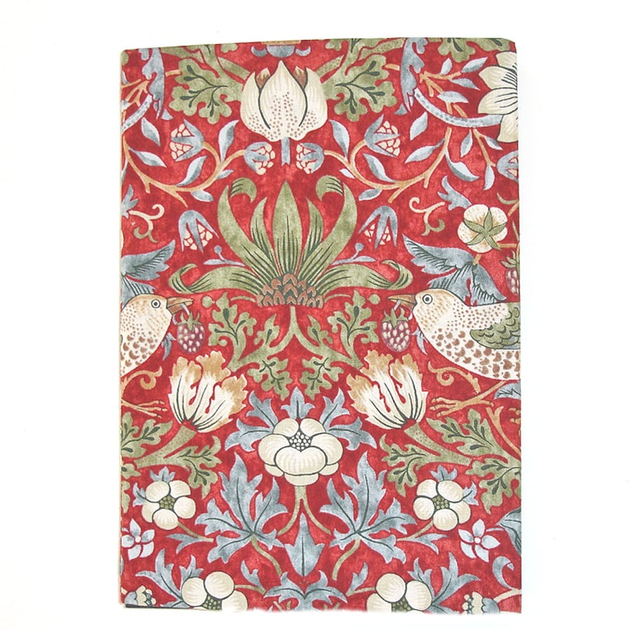Book Cover A5 Notebook Cover William Morris The Strawberry Thief Birds Red