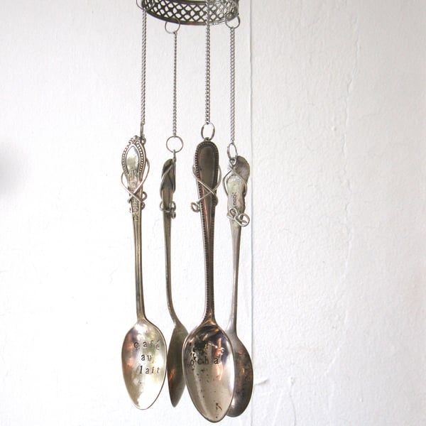 Coffee Spoon Windchime, Cafes de Paris, Small Upcycled Wind Chime