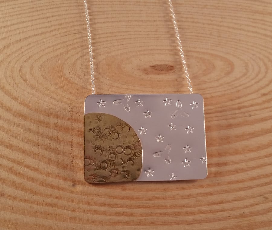 Sterling Silver and Brass Space Necklace