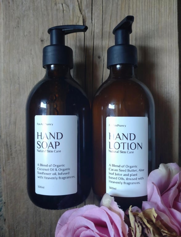Hand Wash and Lotion Set, Natural, Organic and Vegan Skin Care, 300ml.