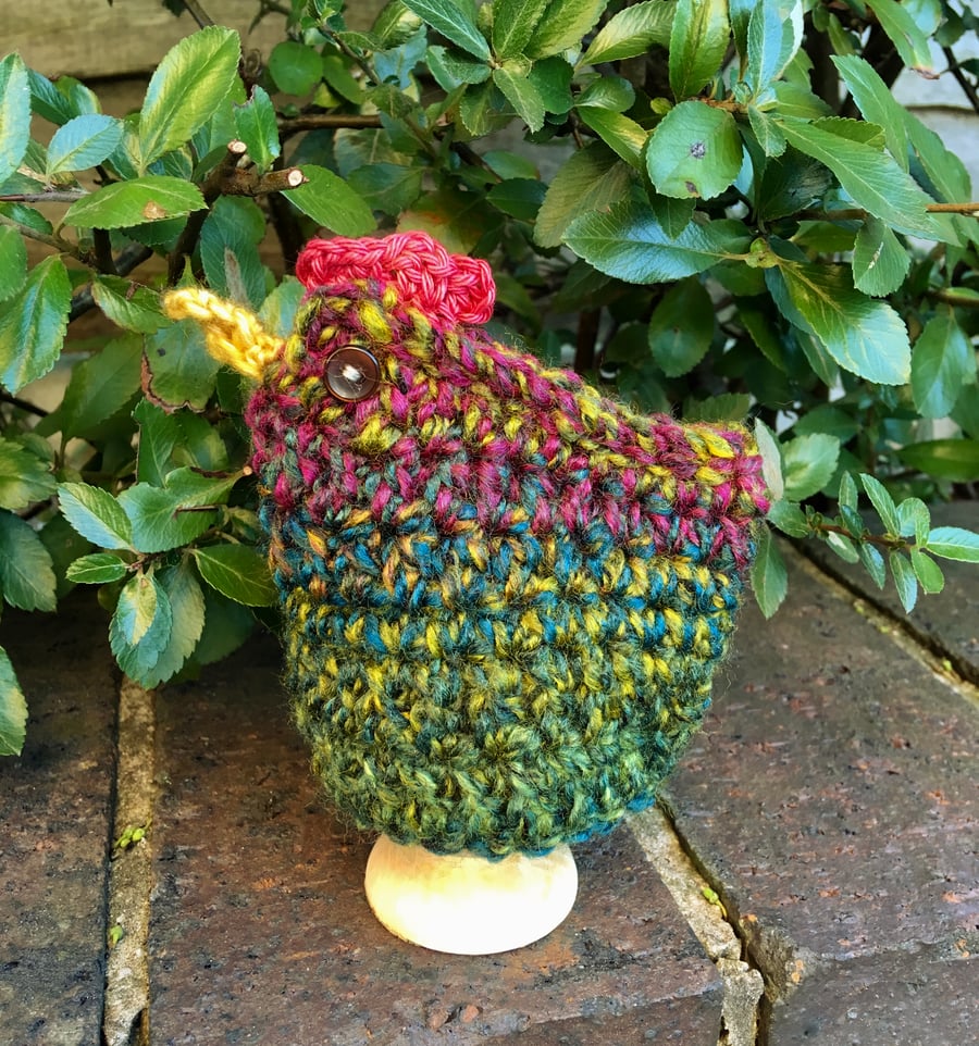Rustic Chicken Egg Cosy, Crochet Hen Egg Cozy