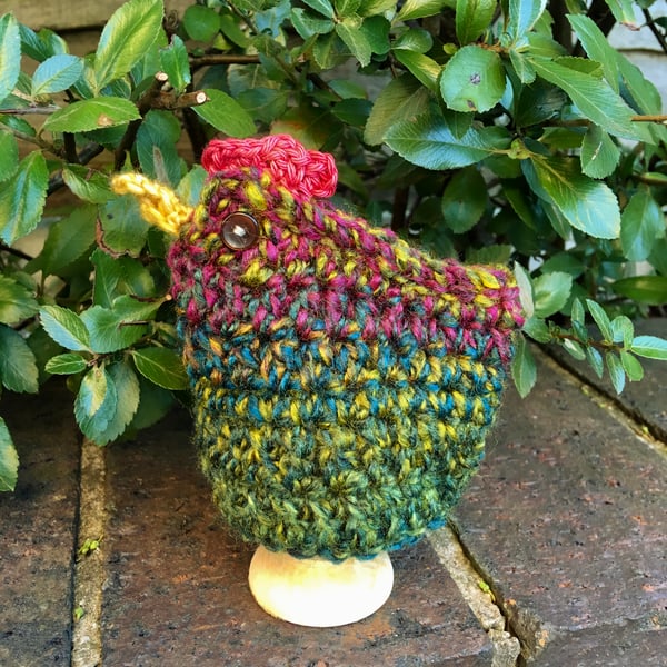 Rustic Chicken Egg Cosy, Crochet Hen Egg Cozy