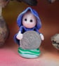 Tiny Shilling Gnome 'Norah' with 1950 shilling OOAK Sculpt Ann Galvin
