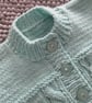 16" Babies Mint Cable Round  Neck Cardigan - Image 3