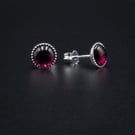 Garnet and sterling silver gemstone 6mm stud earrings  Capricorn gift