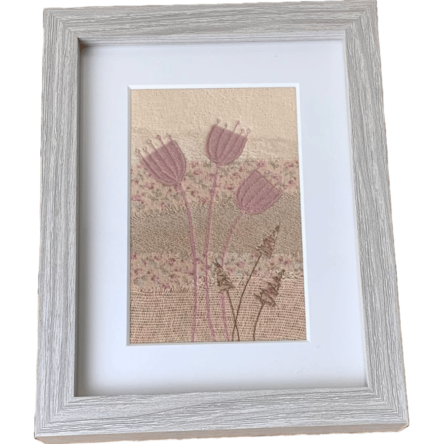 Original textile art seed heads 