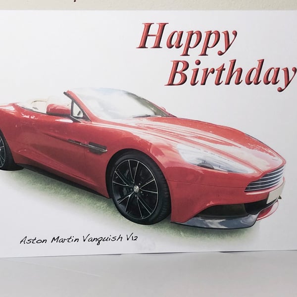 Aston Martin Vanquish V12 - Birthday, Anniversary, Retirement or Plain Card