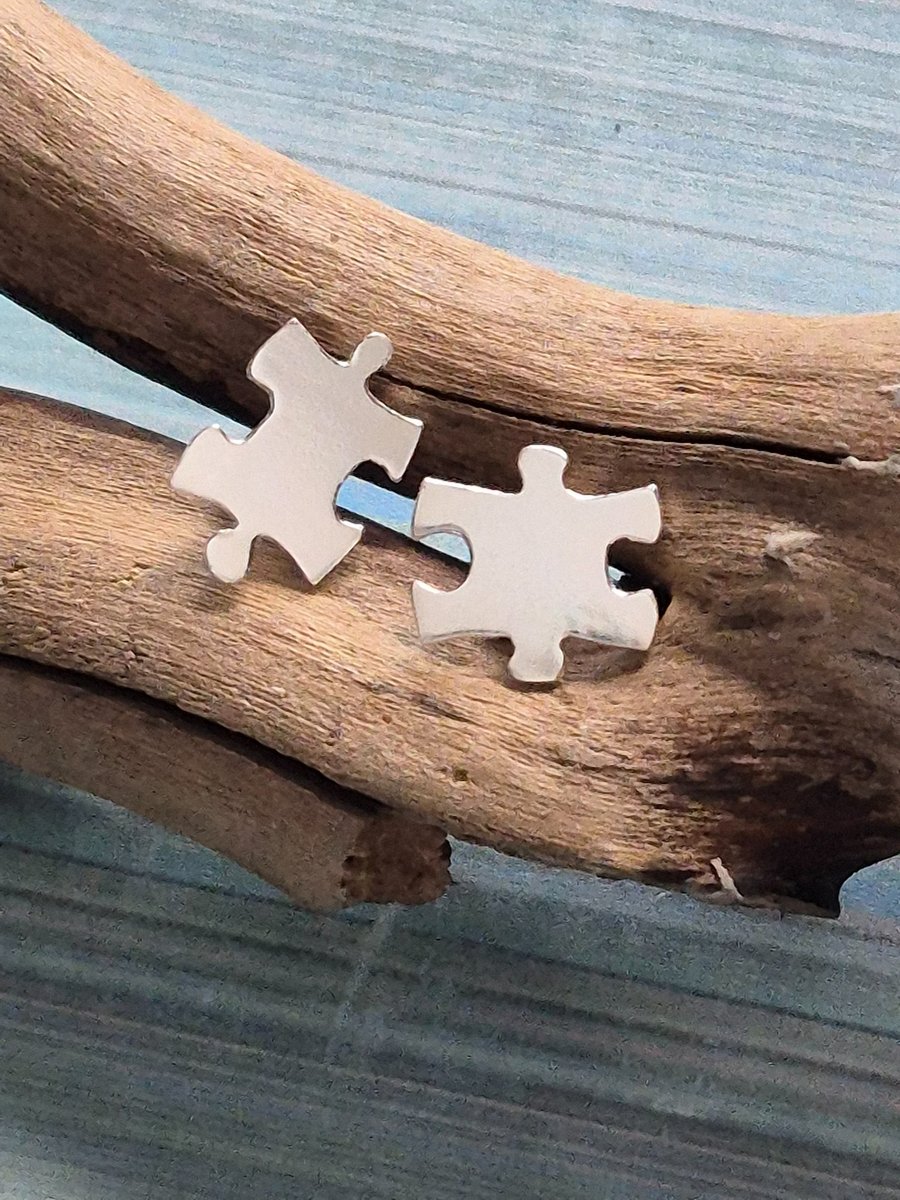 Sterling Silver Puzzle Stud Earrings