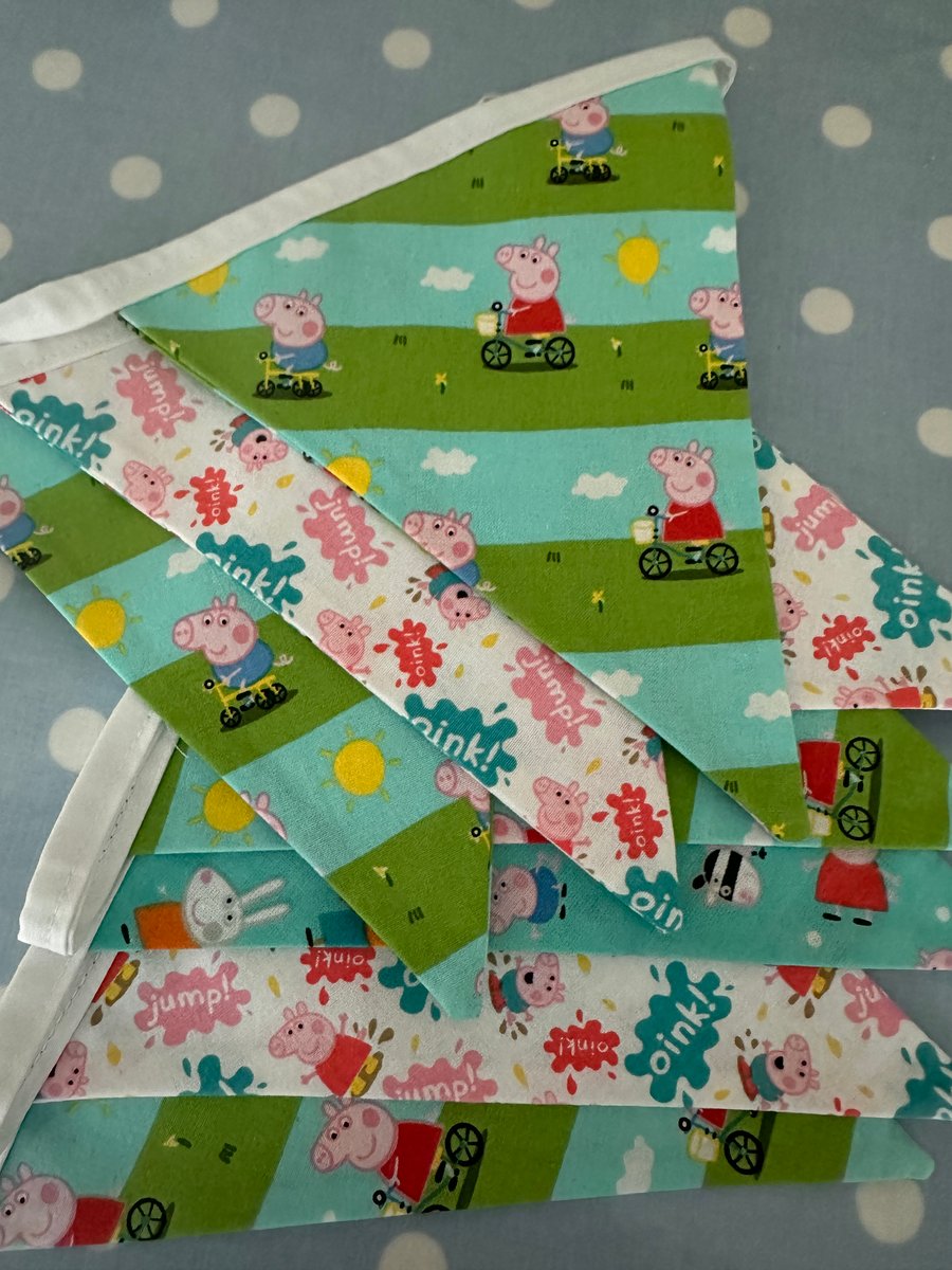 Peppy Pig fabric bunting, cotton fabric bunting 