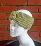 Crochet classic twisted headband, chunky green ear warmer