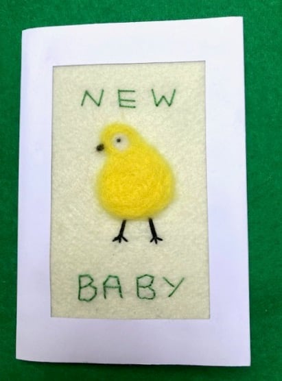 Furry chick new baby card.