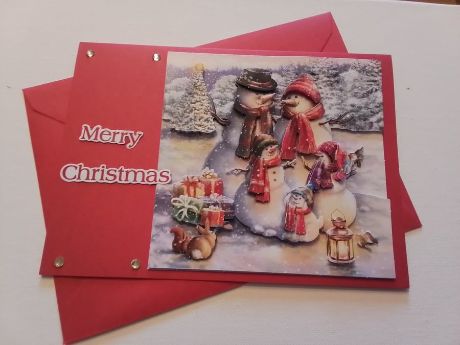 Christmas card. Snowman family. Ref 287