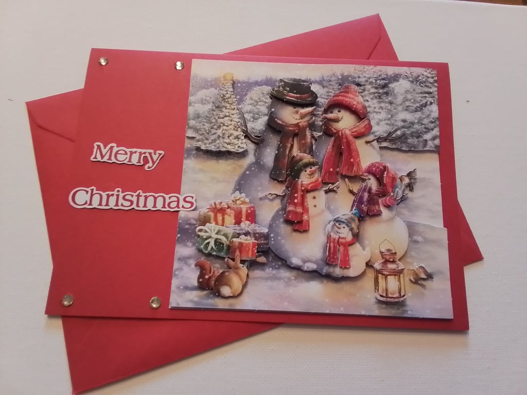 Christmas card. Snowman family. Ref 287