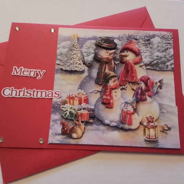 Christmas card. Snowman family. Ref 287