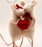 Needle-felted cuddling mice with heart - Valentine’s Day Gift - British wildlife
