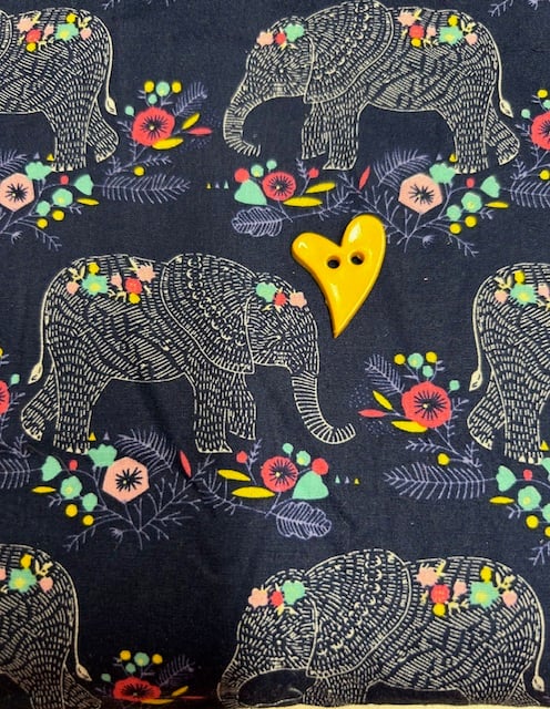 Navy Elephants with Pink & Yellow Flowers by Belleboo fabrics
