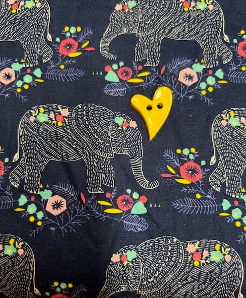 Navy Elephants with Pink & Yellow Flowers by Belleboo fabrics