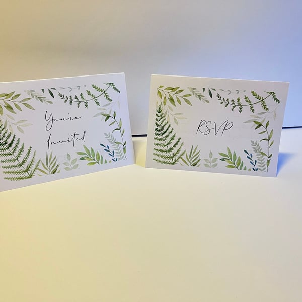 Wedding Invitation Botanical Design A6 Perforat... - Folksy