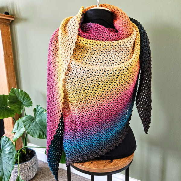 Asymmetrical Triangle Shawl - Passion Fruit Melt