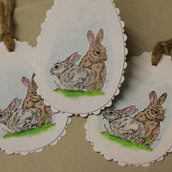 White Easter Bunny Tags - Set of 10