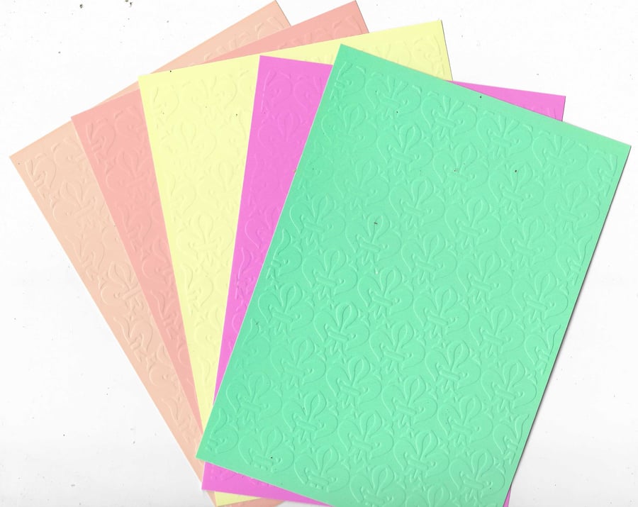 Embossed Paper. 5"x7". Fleur De Lis (7). Choice of Colour