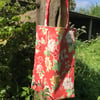 Vintage red floral shopper made from Sanderson 'Grace' fabric - free postage