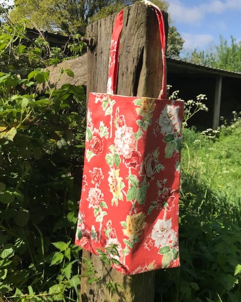 Vintage red floral shopper made from Sanderson 'Grace' fabric - free postage