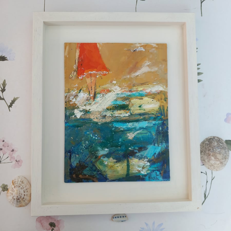 Original oil painting '  first paddle'