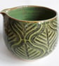 Matcha Bowl with Bamboo Scoop - Hand Thrown Stoneware Ceramic Green Glazed Mug  - Image 1