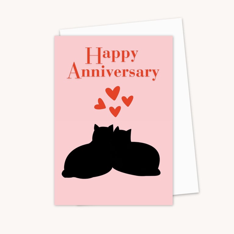 Wedding Anniversary Greeting Card: Black Cat Lover Card (703)