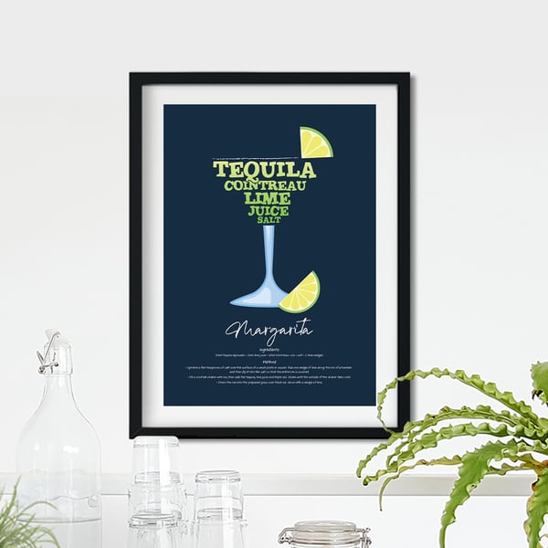 Margarita Cocktail Poster Word Art Poster - Gift for Him - Gift for Her