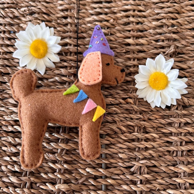 'Party Dog' Felt Hanging Decoration
