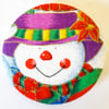 Snowman 45mm Fabric Badge 