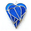 Triple Heart Stained Glass Suncatcher 017 Blue Sapphire Wedding 45th