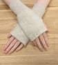 Super Soft Pale Beige Cashmere Wrist Warmers Upcycled from recycled knitwear 