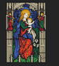 291 Cross Stitch Pattern Christmas Madonna and child with angels stained glass - Image 2