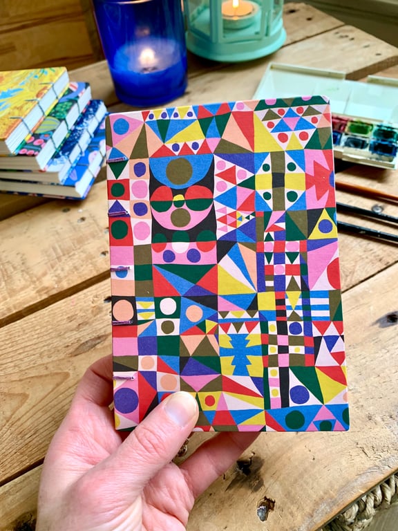 Hand Bound A6 Watercolour Sketchbook with Coptic Stitch Exposed Spine.