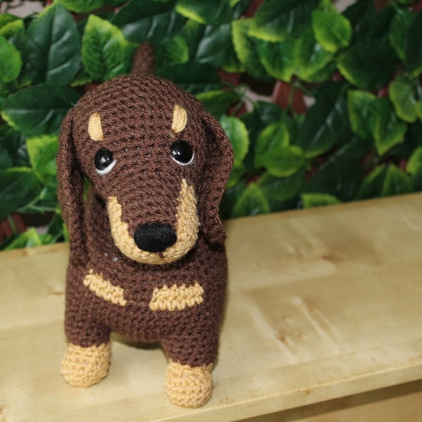 handmade crochet dachshund 
