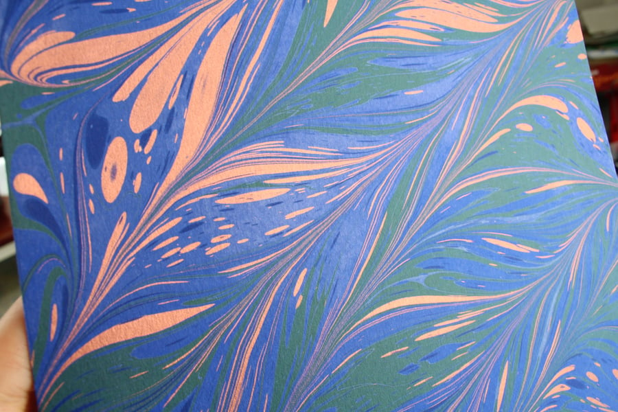 A4 Marbled card sheet for card making and die cutting blue, copper and green