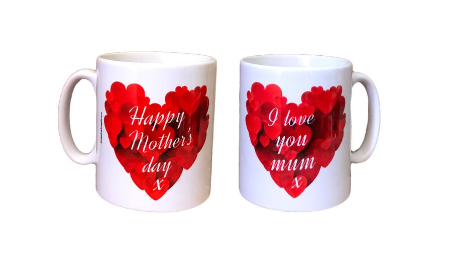 Happy Mother's Day x  I Love You Mum x Mug. Mothers day mugs