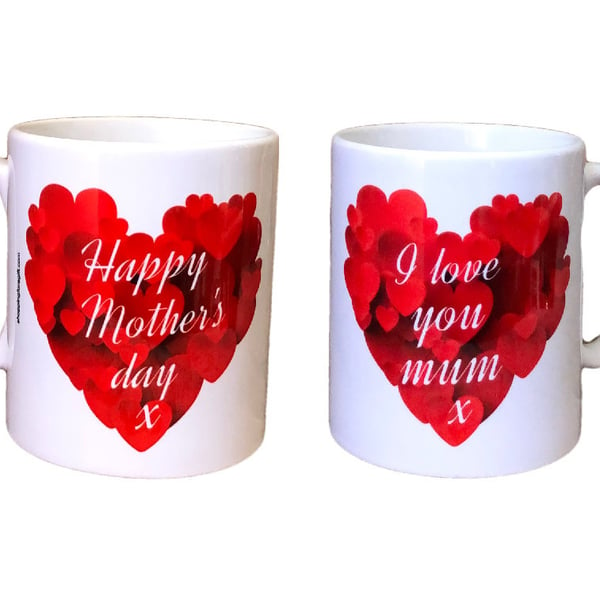 Happy Mother's Day x  I Love You Mum x Mug. Mothers day mugs