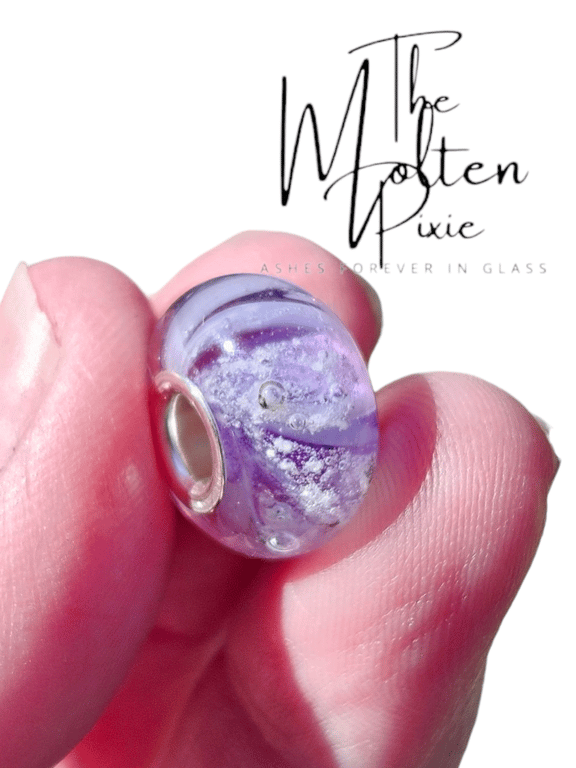 Ashes in glass charm bead 