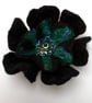 Felted black flower brooch. - Image 2