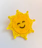 Sun brooch smiling embroidery with micro crochet sun rays - Image 2
