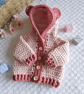 Newborn Crochet Teddy Bear Cardigan with Hood – Baby Shower Gift