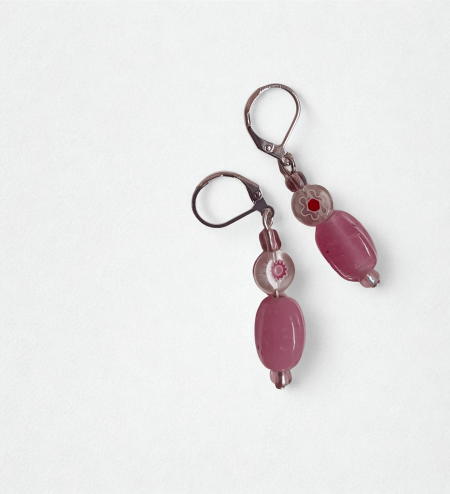 Pretty Pink Millefiori Earrings 