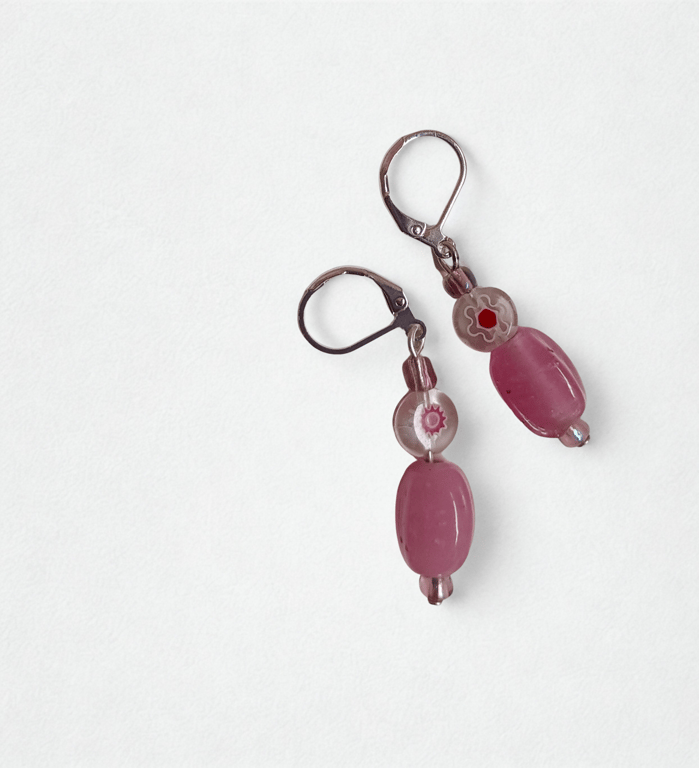 Pretty Pink Millefiori Earrings 