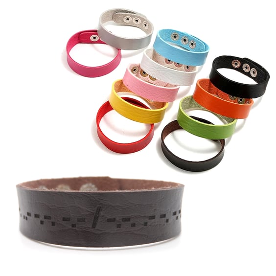 Morse Code Bracelet - Adjustable - Faux Leather - Choice of Colours