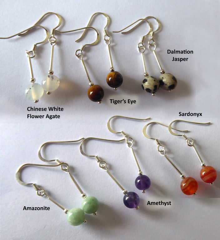Gemstone & Sterling Silver Earrings Party favours Stocking fillers Secret Santa 